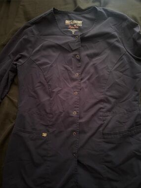 Grey's Anatomy Navy Button-Front Scrub Jacket Size M
